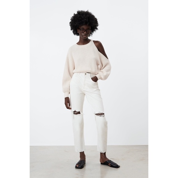 Zara Z1975 Ripped Mom Jeans in White Size US 4 - Picture 9 of 9